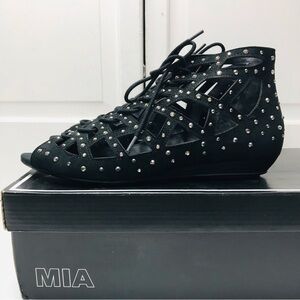 MIA Lori Black Nova Suede Open Toe Sandals Size 9